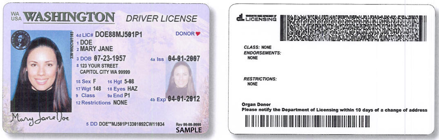 washington state driver license templates